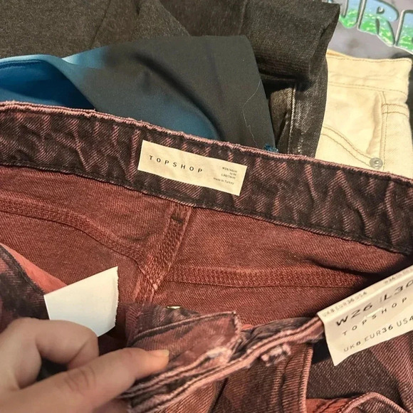Topshop OS Mom jean in purple check size 4 NWT - Picture 6 of 6